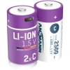 Ansmann 1313-0004 C Li-Ion Rechargeable Battery 2500mAh 2 Pack With USB-C Cable