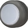 Pushbutton, illuminable, groping, waistband round, white, front ring black, mounting Ø 22.5 mm, 216924