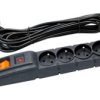 ACAR F5 listwa zabezpieczająca - przedłużacz elektryczny; 5 gniazd; 3m, czarny