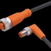Sensor actuator cable, M8 cable plug, angled, A to M12 cable socket, straight, A, 4 pole, 0.3 m, PUR, black, 3 A, EVC374