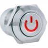 Przycisk wandal.stabilny12mm LED czerw.12V POWER