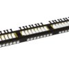 Patch Panel Solarix 24xRJ45 CAT6 UTP z wspornikiem czarny 0,5U SX24HD-6-UTP-BK