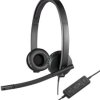 Słuchawki nauszne z mikrofonem USB A, Czarny