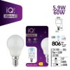 Żarówka LED E14 IQ-LED G45E14 5,9W-CW 806lm 6500K barwa zimna Ra90 3 lata Gwarancji kulka 36696