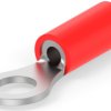 Insulated ring cable lug, 0.3-1.42 mm², AWG 22, 4.17 mm, M4, red, 32948