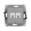 ICON Mechanizm gniazda komputerowego podwójnego 2xRJ45, kat. 6, 8-stykowy, bez pola opisowego szary mat 27IGKBO-4