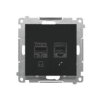 SIMON 55 Gniazdo teleinformatyczne RJ45 kat. 5e + telefoniczne RJ12 czarny mat T5F.01/149 KONTAKT SIMON