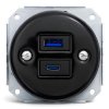 Ładowarka USB A+C 20W okrągła czarna ceramiczna podtynkowa (moduł bez ramki) - Ceramic Loft