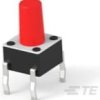 Short-stroke pushbutton, Form A (N/O), 50 mA/24 VDC, unlit , actuator (red, L 5.9 mm), 2.54 N, THT, 1-1825910-5