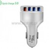 Ładowarka sam. 3.0 srebrna 4x USB; 6A; szybka
