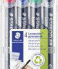 Staedtler Lumocolor permanent F DRY SAFE 318 WP4 Marker permanentny czerwony, niebieski, zielony, czarny Wodoodporny: Ta