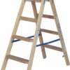 Krause 818317 drewno Podwójna drabina ze stopniem składana, zaw. hak na wiadro Maksymalna wysokość robocza: 2.5 m sosna