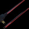 DC connection cable, 1.5 m, red/black, plug 2.5 x 5.5 mm, angled to open end, 075903