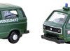 Minis by Lemke LC4353 N Model samochodu Volkswagen T3 zestaw 2 autobusów BGS + policja kolejowa