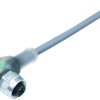 Sensor actuator cable, M12-cable socket, angled to open end, 3 pole, 5 m, PVC, gray, 4 A, 77 3634 0000 20003-0500