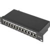 Patch panel 12 port 1U 10 ekranowany kat.5e czarny LANBERG PPF5-9012-B