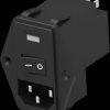 IEC inlet filter C14, 50 to 60 Hz, 10 A, 250 VAC, faston plug 4.8 mm, 6609104-7