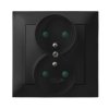 IMPRESJA Gniazdo podwójne z uziemieniem z przesłonami z ramką czarny metalik GP-2YZP/33 OSPEL
