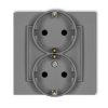 MINI Gniazdo podwójne z uziemieniem schuko (przesłony torów prądowych) szary mat 27MGP-2sp KARLIK
