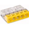 Złączka; instalacyjna; 2273-205; 5 torów; 16,5mm; 24A; 450V; na przewód; zwora; sprężynowy; 0,5÷2,5mm2; żółty; Wago; RoHS