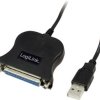 Kabel LogiLink, USB 1.0 <=> D-Sub, 1,8 m, równoległy, czarny