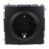 Simon Basic Gniazdo wtyczkowe z uziemieniem Schuko (moduł) z przesłonami torów prądowych, zaciski śrubowe czarny BMGSZ1Z.01/49