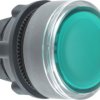 Pushbutton, for universal LED, illuminable, waistband round, green, front ring light gray, mounting Ø 22 mm, ZB5AA38C0