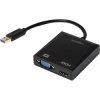 Logilink Ua0234 USB VGA HDMI Adapter Black 10cm USB 3.0 To VGA HDMI