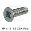 M4 x 16mm pozi csk machine screw A2 (10 Pack)
