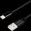 CU0140 Sync and charging cable, USB-A -> C, 1.0 m, cotton, black