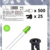 Quadrios 25O198 Akcesoria LED zielony okrągły 3 mm 2500 mcd 20 mA 3.0 V