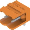 Pin header, 2 pole, pitch 5 mm, angled, orange, 1571130000
