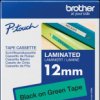 TZE-731 Laminated labelling tape, black on green, 12 mm
