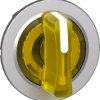 Toggle switch, 3 positions, illuminable, latching, waistband round, yellow, front ring metallized, 45°, mounting Ø 30.5 mm, ZB4F