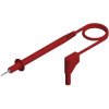 Measuring lead with (4 mm plug, spring-loaded, angled) to (test probe, straight), 1 m, red, PVC, 1.0 mm², CAT II, 934155101