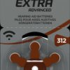 312AUX-6XEMF Hearing aid battery, zinc-air, 7.8 x 3.5 mm, Aid 312, pack of 6