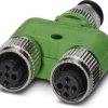 Adapter, 2 x M12 (3 pole, plug) to M12 (3 pole, socket), Y-shape, 1511789