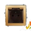 DECO Gniazdo hermetyczne z uziemieniem (klapka dymna przesłony torów prądowych) złoty 29DGPB-1zdp KARLIK