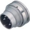 Panel plug, 2 pole, solder cup, screw locking, straight, 09 0303 80 02