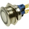 Przełącznik; przyciskowy; GQ22-11E/B/12V; ON-(OFF)+OFF-(ON); 2 tory; podświetlenie LED 12V; niebieski; ring; monostabilny; na pa