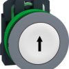 Pushbutton, labeled arrow, unlit, groping, 1 Form A (N/O), waistband round, white, front ring light gray, mounting Ø 30.5 mm, XB
