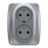 VENA Gniazdo podwójne z/u z niezmiennością faz aluminium 514037