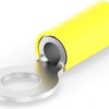 Insulated ring cable lug, 2.7-6.6 mm², AWG 12 to 10, 6.7 mm, M6, yellow, 165034