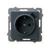 SONATA Gniazdo pojedyncze z uziemieniem schuko z przesłonami torów prądowych, z ładowarką USB szary grafit GP-1RSPUSB/m/73