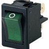 Rocker switch, green, 2 pole, On-Off, off switch, 4 (1) A/250 VAC, IP40, illuminated, printed, 1855.1108