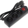 Przedłużacz 3-gniazda PR-1.5M-3G-SW/B 1.3m czarny