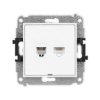 MINI Mechanizm gniazda telefonicznego pojedynczego 1xRJ11 + komputerowego pojedynczego 1xRJ45, kat. 5e, 8-stykowy, beznarzędziow