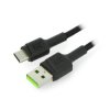 Przewód Green Cell Ray Quick Charge USB 2.0 typ A - USB 2.0 typ C z podświetleniem - 1,2 m czarny z oplotem