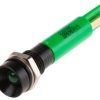 Lampka kontrolna do montażu panelowego 220V ac, zielona 8mm LED RS PRO