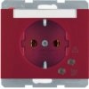 K.1/K.5 Gniazdo schuko z ochroną przepięciową i polem opisowym zaciski śrubowe czerwony 41527115 HAGER
